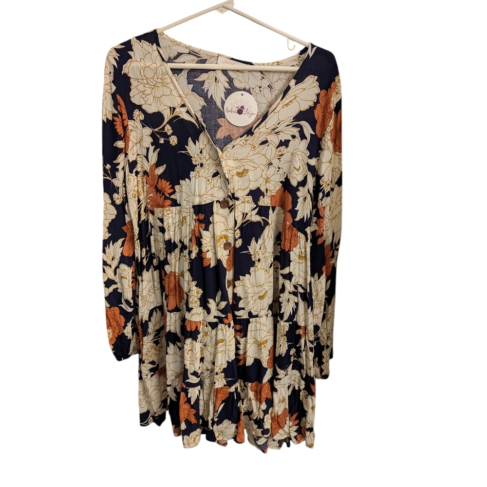 Chic Long Sleeve Floral Dress
